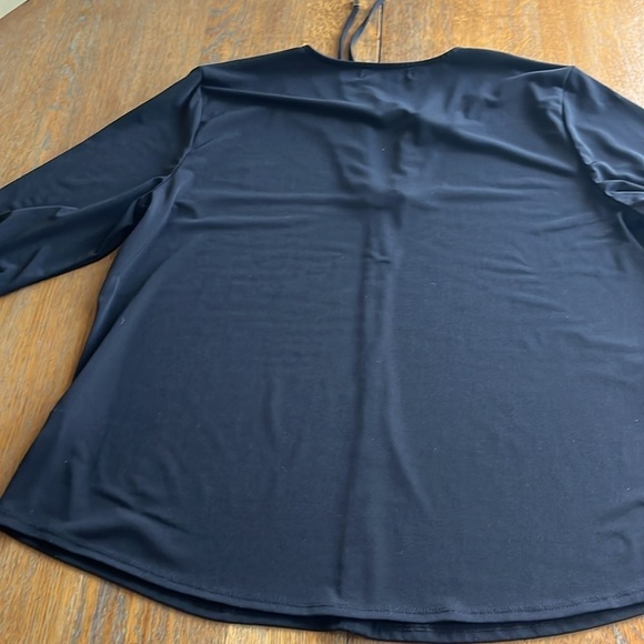 Liz Claiborne Tie Blouse Loose Fit Open V Neck Black Size XL - Picture 13 of 13